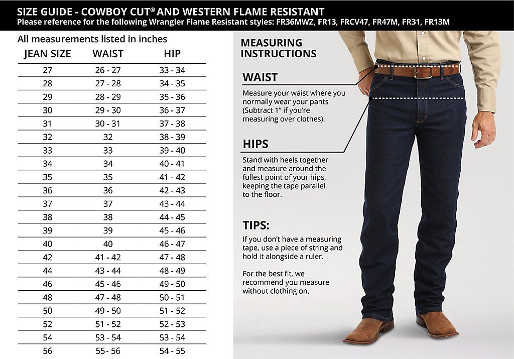 Wrangler Jeans Cowboy Cut Size Chart